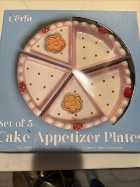 Pink & White Cake Appetizer Plates - Set of 5